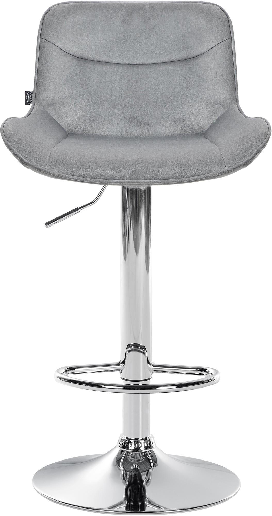 BARHOCKER Samt grau - Chromfarben/Grau, Textil/Metall (49/85/51cm) - CLP