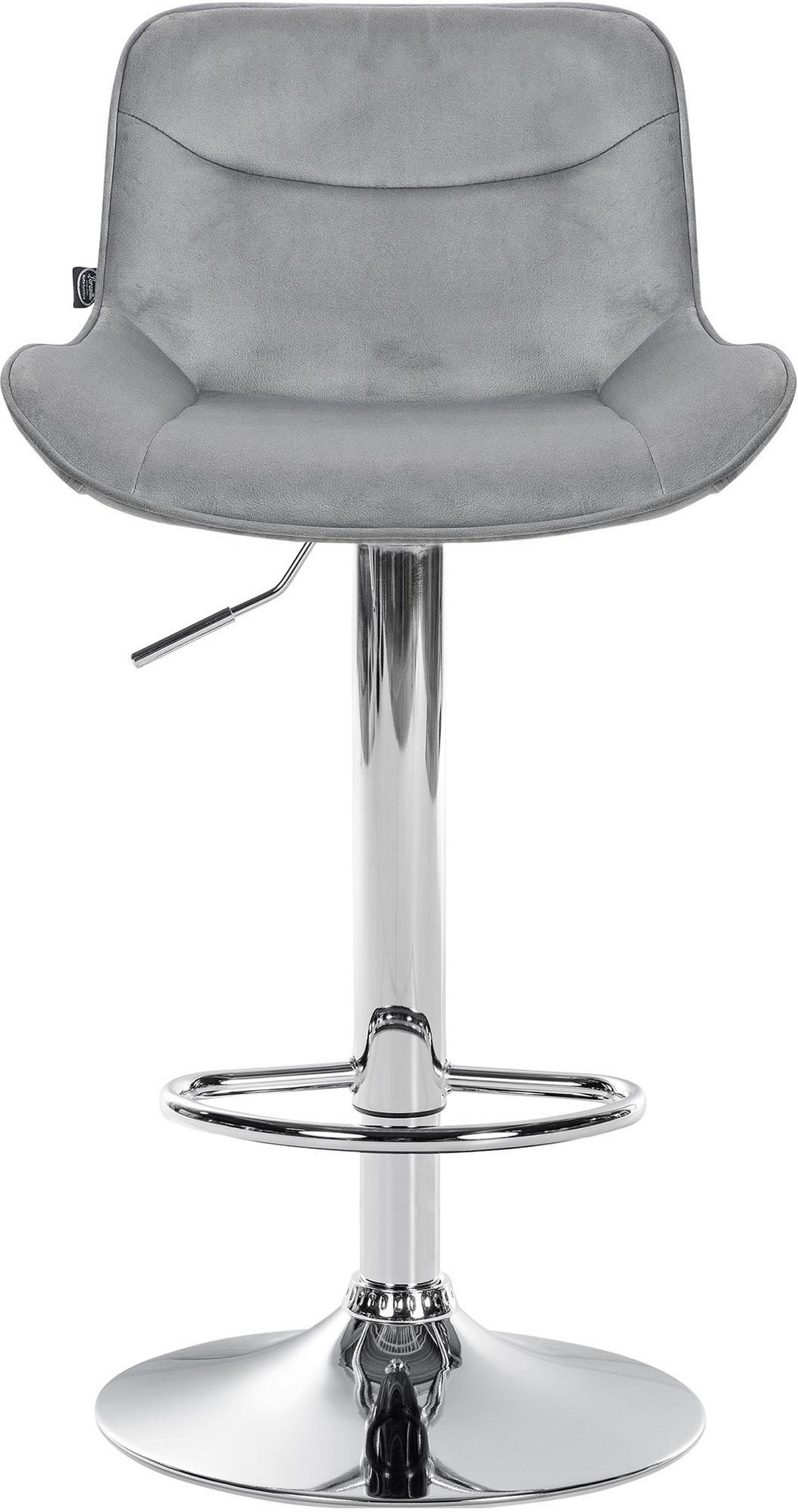 BARHOCKER 2er Set Samt grau - Chromfarben/Grau, Textil/Metall (49/85/51cm) - CLP