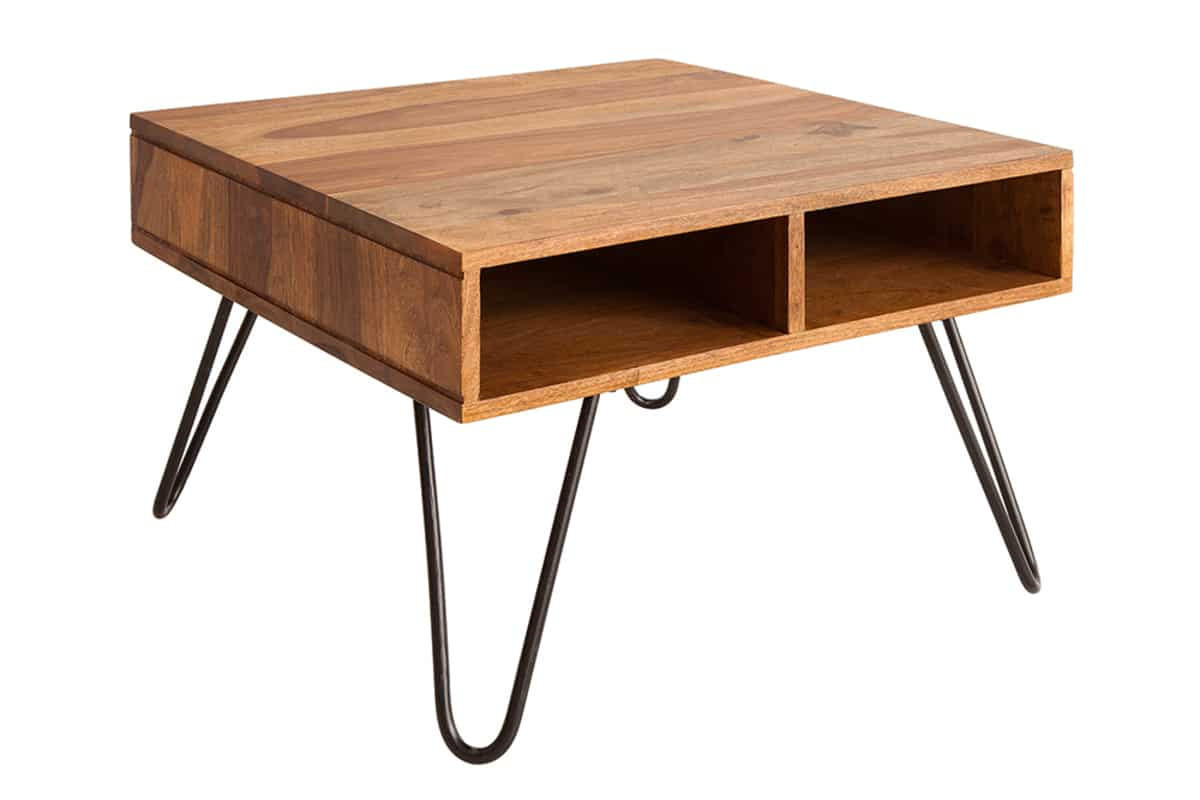 COUCHTISCH SCORPION Sheesham rechteckig Natur|Schwarz 60cm - Schwarz/Braun, Holz/Metall (60/60/41cm) - riess-ambiente