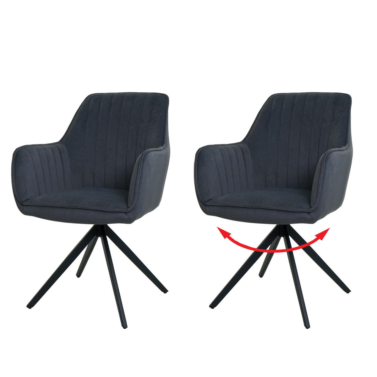 ESSZIMMERSTUHL Anthrazit 2er-Set - Anthrazit, Textil (58/87/55cm) - MCW
