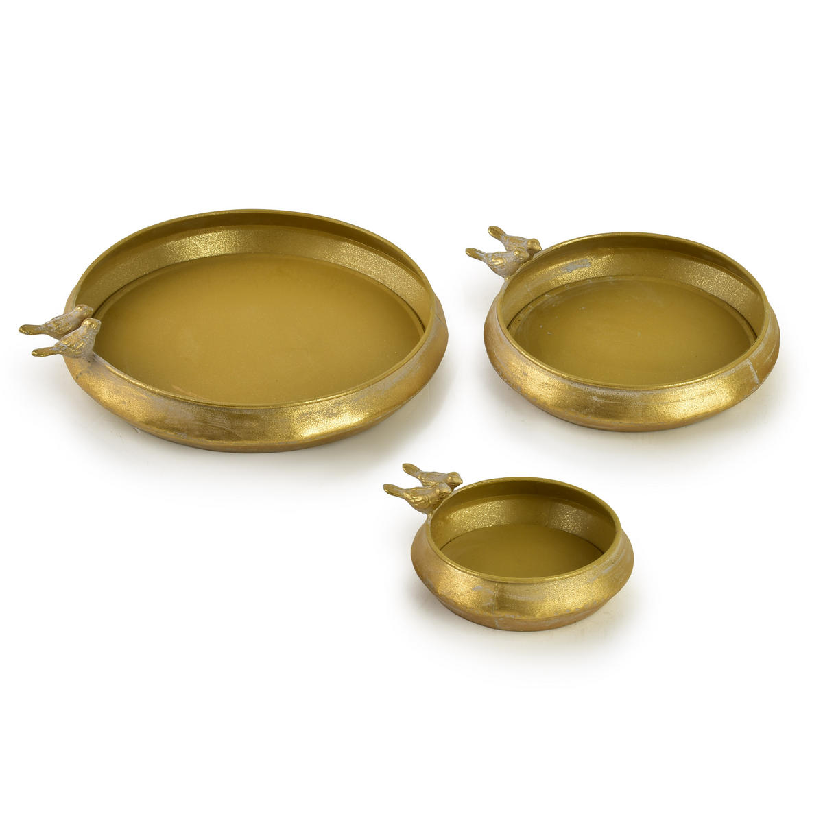 VOGELTRÄNKE Marina 3 er Set Gold 26/26/5 cm Metall - Goldfarben, Metall (26/5/26cm) - Mondex