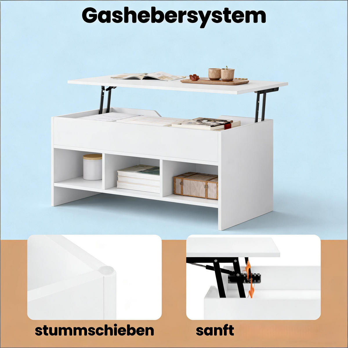 COUCHTISCH Weiß 96/51/45 cm - Weiß, Metall (51/96/45cm) - PANGIVO