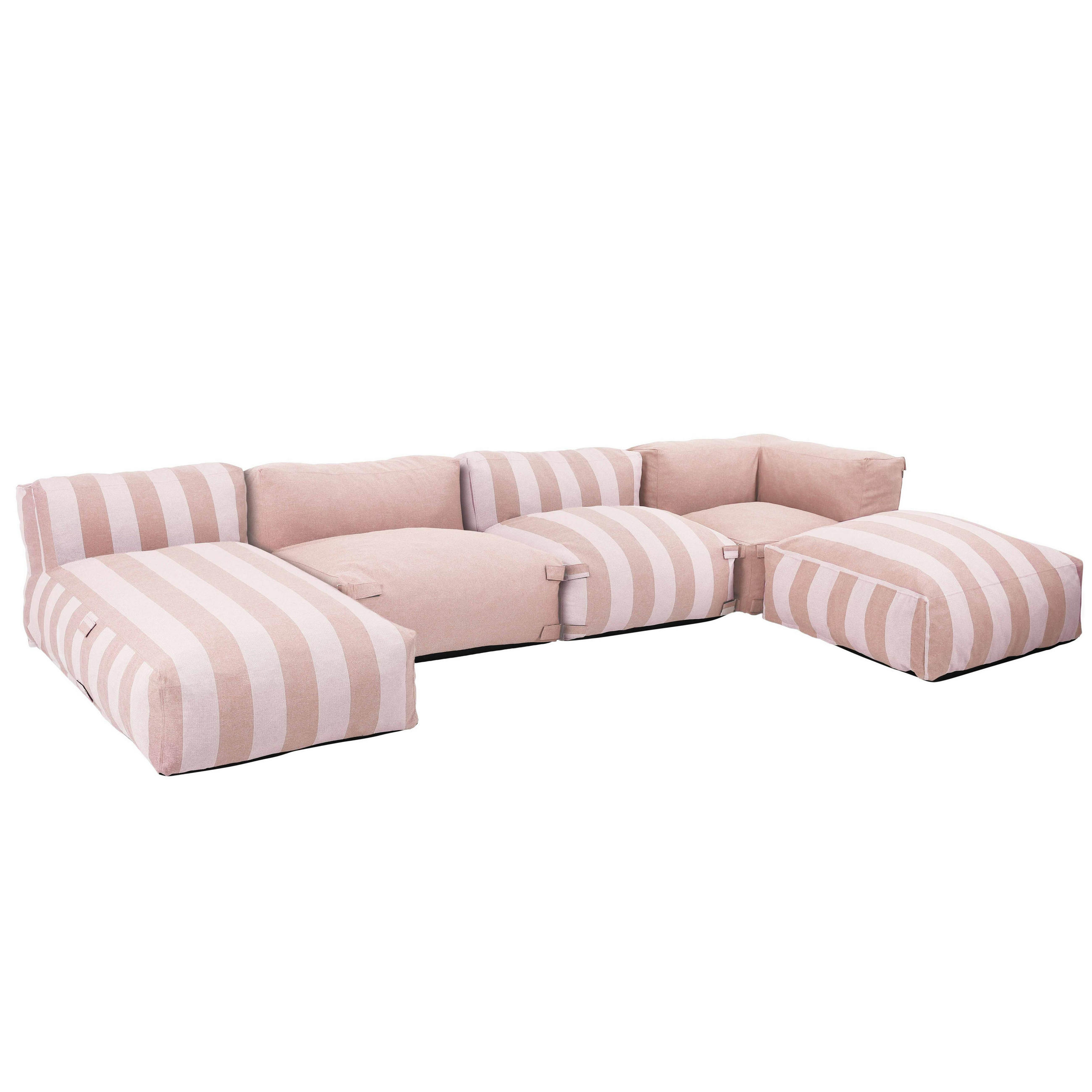 GARTENSOFA mit 5 Sitzplätzen, Puderrosa - Pink, Textil - Oviala