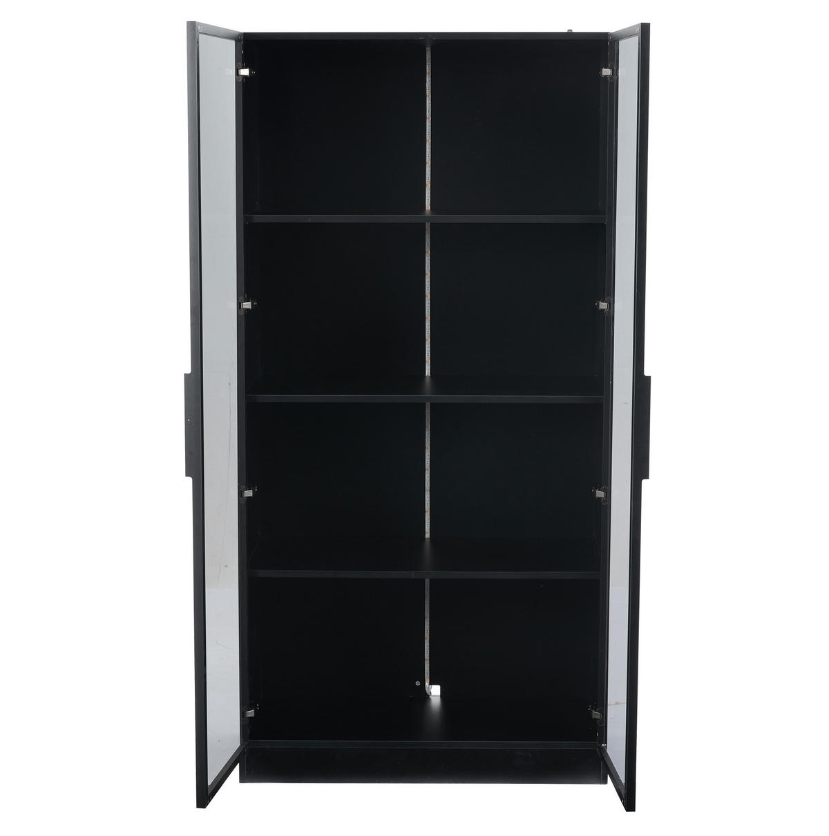 VITRINE mit LED-Beleuchtung 80 x 40 x 160 cm Schwarz 2-türig - Schwarz, Holzwerkstoff (40/160/80cm) - Beauniv