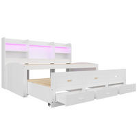 POLSTERBETT aus Spanplatte und MDF 90x200 cm in Weiß mit LED & USB-Typ-C - Weiß, Holzwerkstoff (90/200cm) - Modfu