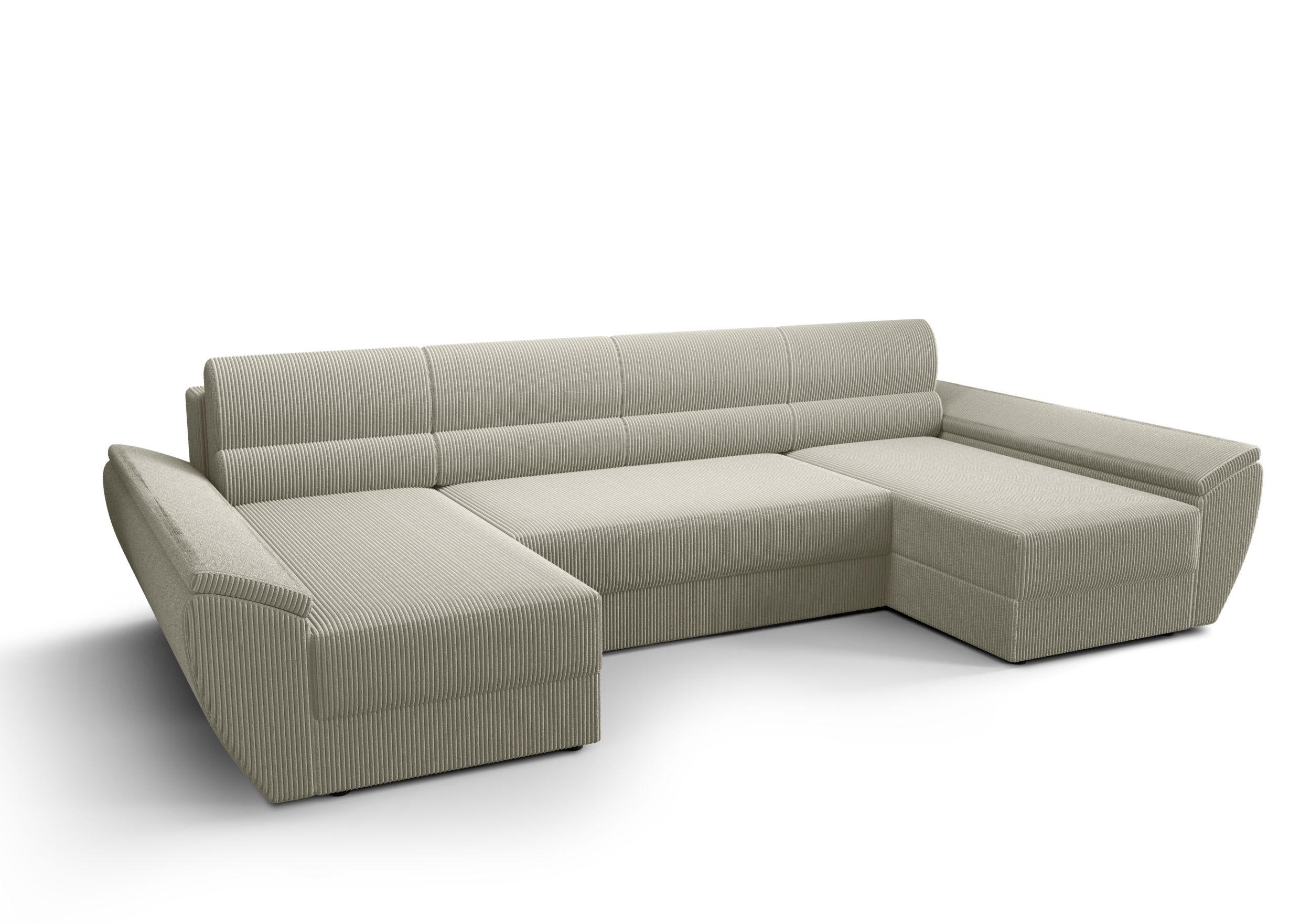 WOHNLANDSCHAFT REBIU4 Poso 100 mit Schlaffunktion - Beige, Textil (326/86/140cm) - Bedante