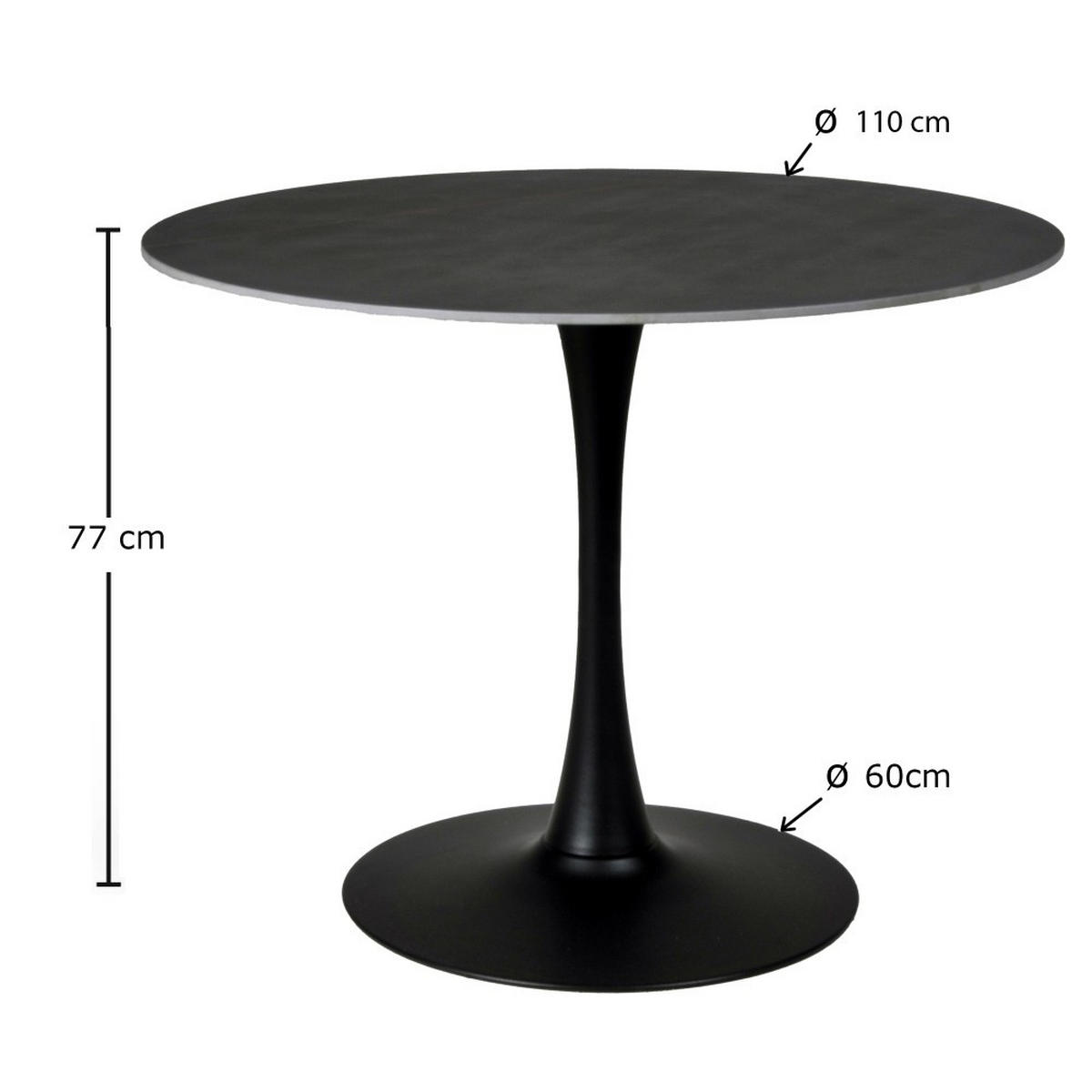 ESSTISCH ISA aus Kunstein / 4-5 Personen, D.110 cm, schwarz - Schwarz, Stein (110/110/77cm) - Weber Industries