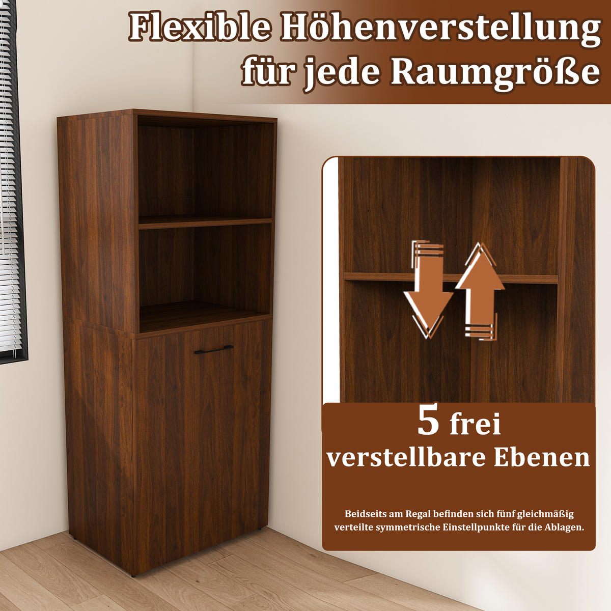 SCHREIBTISCH mit Stauraumschrank platzsparender Klappschreibtisch - Nussbaumfarben, Holzwerkstoff (55/80/136cm) - Gisaae