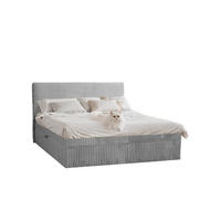 BOXBETT Bettkasten Und Topper TRENTO Ohne Bein Stoff Plüsch Cord 140x200 cm Grau H2-Pocket - Grau, Holz/Textil (140/200cm) - Kaiser Möbel