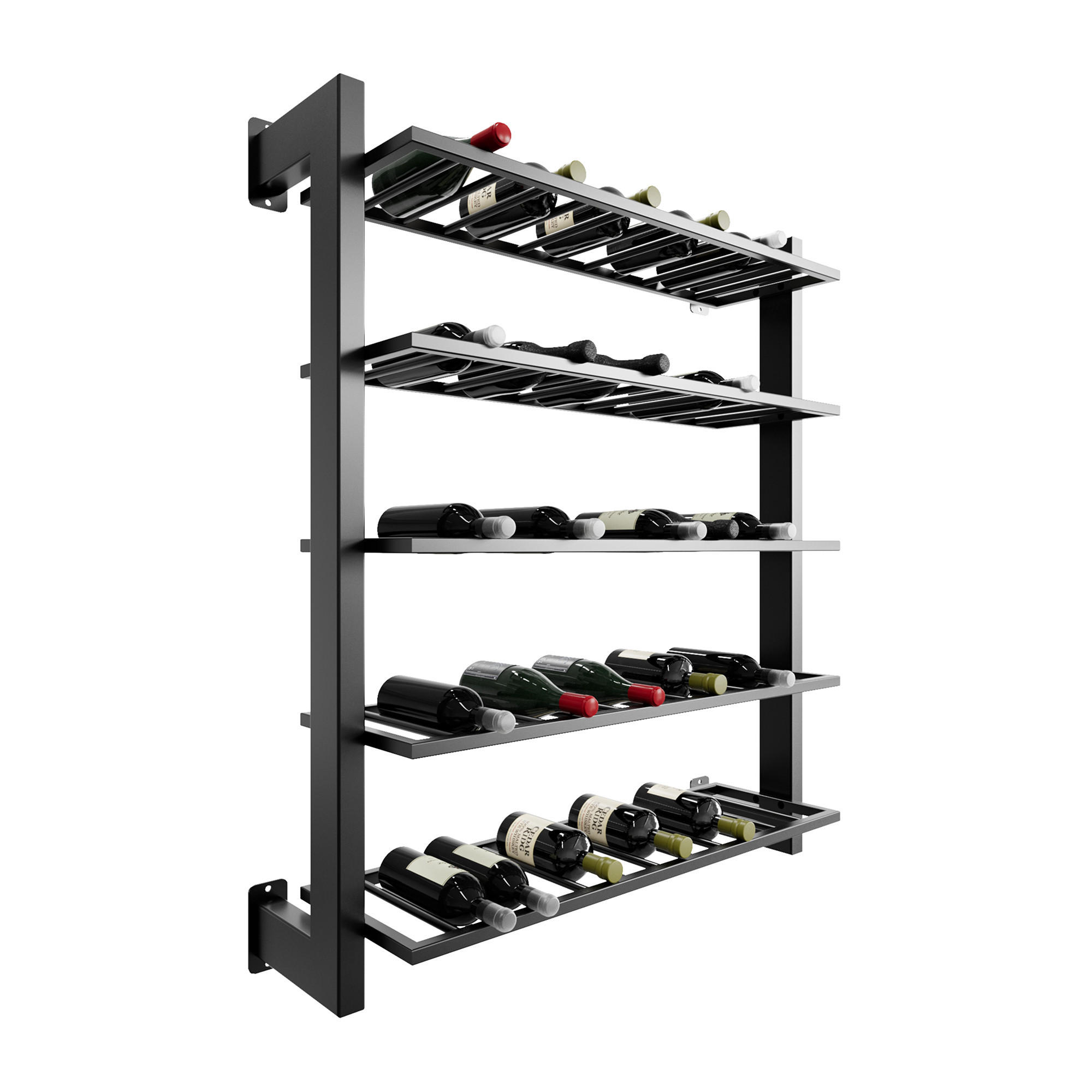 WEINREGAL Canary Metall,Schwarz, Für 60 Weinflaschen 120/100/30 cm - Schwarz, Metall (30/120/100cm) - Metalo Pro