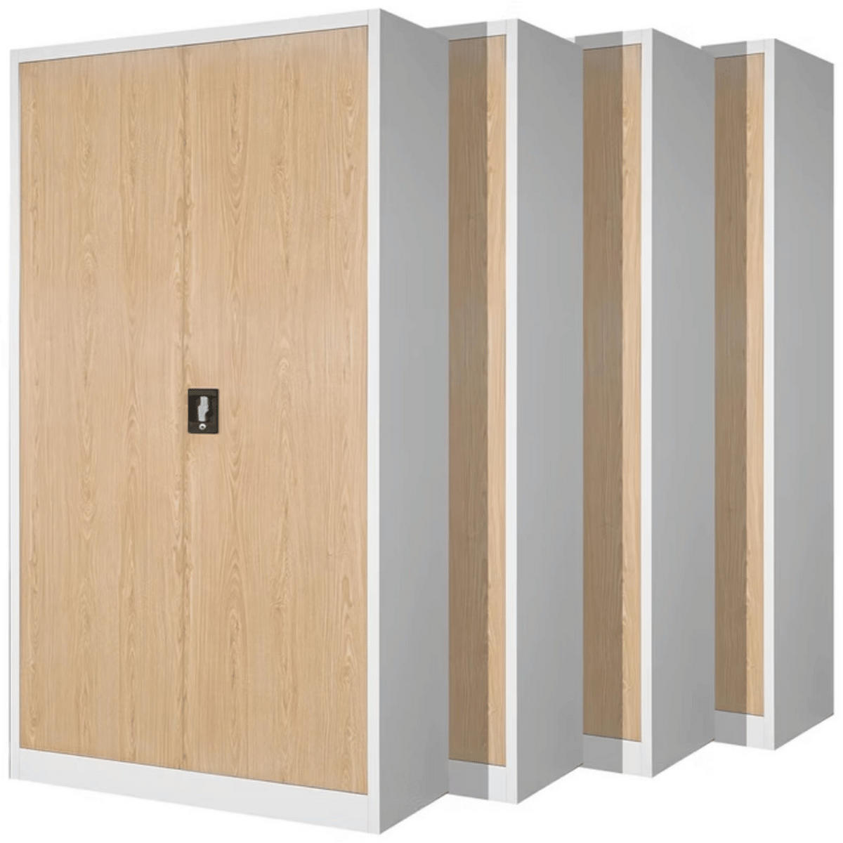 AKTENSCHRANK abschließbar 4er Set KADO 195x90x40cm Weiß-Sonoma Eiche - Weiß, Metall (90/195/40cm) - DELUKE