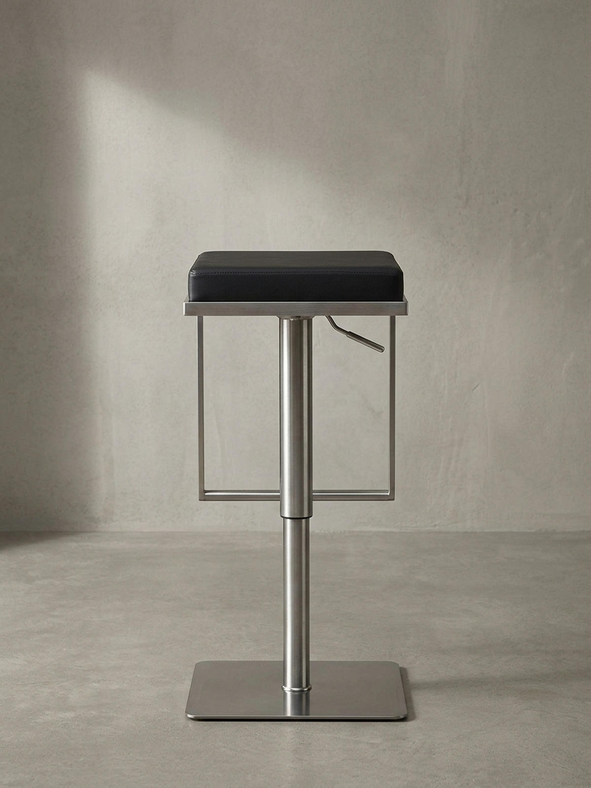 BARHOCKER – Schwarz, Kunstleder, Edelstahl, höhenverstellbar, drehbar, gepolstert, Modern - Silberfarben/Schwarz, Kunststoff/Textil (38/91/39cm) - KADIMA DESIGN