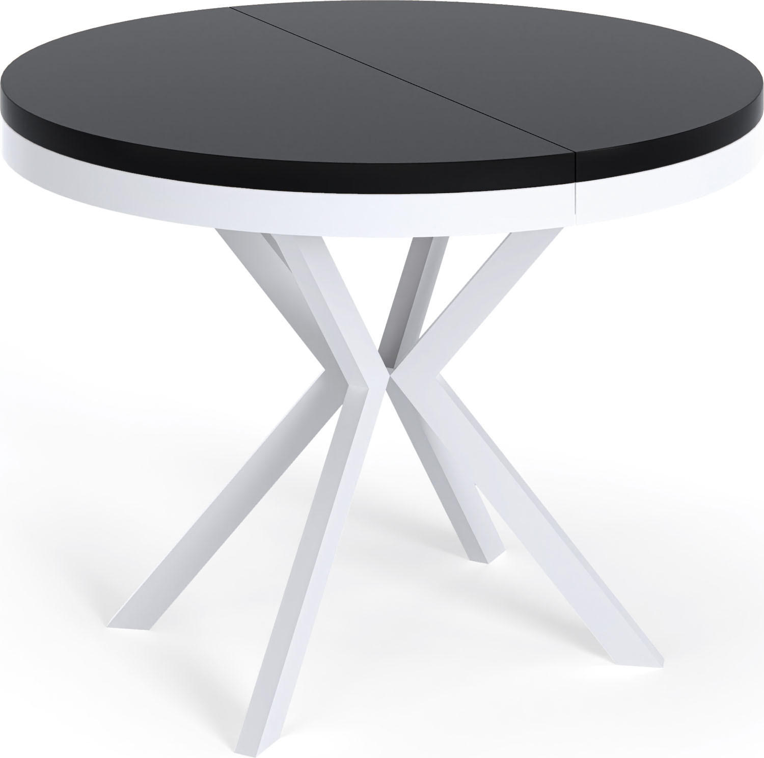 ESSTISCH Cloud runder ausziehbarer, Schwarz 100-180/100/76 cm - Schwarz/Weiß, Holzwerkstoff/Metall (100/100/76cm) - WFL GROUP