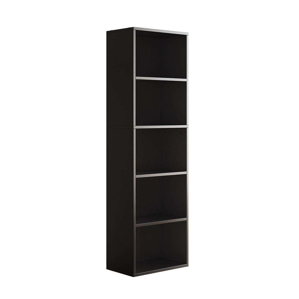 BÜCHERREGAL Bob Schwarz 40 x 132 cm mit 5 Fächern - Schwarz, Holzwerkstoff (40/132/24cm) - Vicco