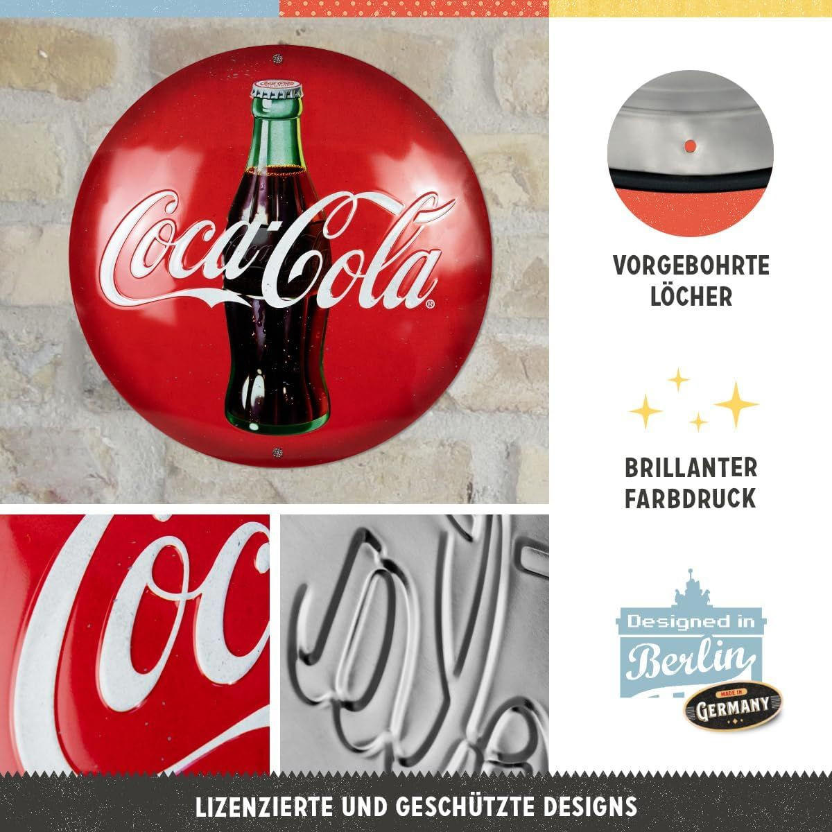BLECHSCHILD 35 cm Rund Coca-Cola - Multicolor, Metall (35/35/0.2cm) - Nostalgic-Art