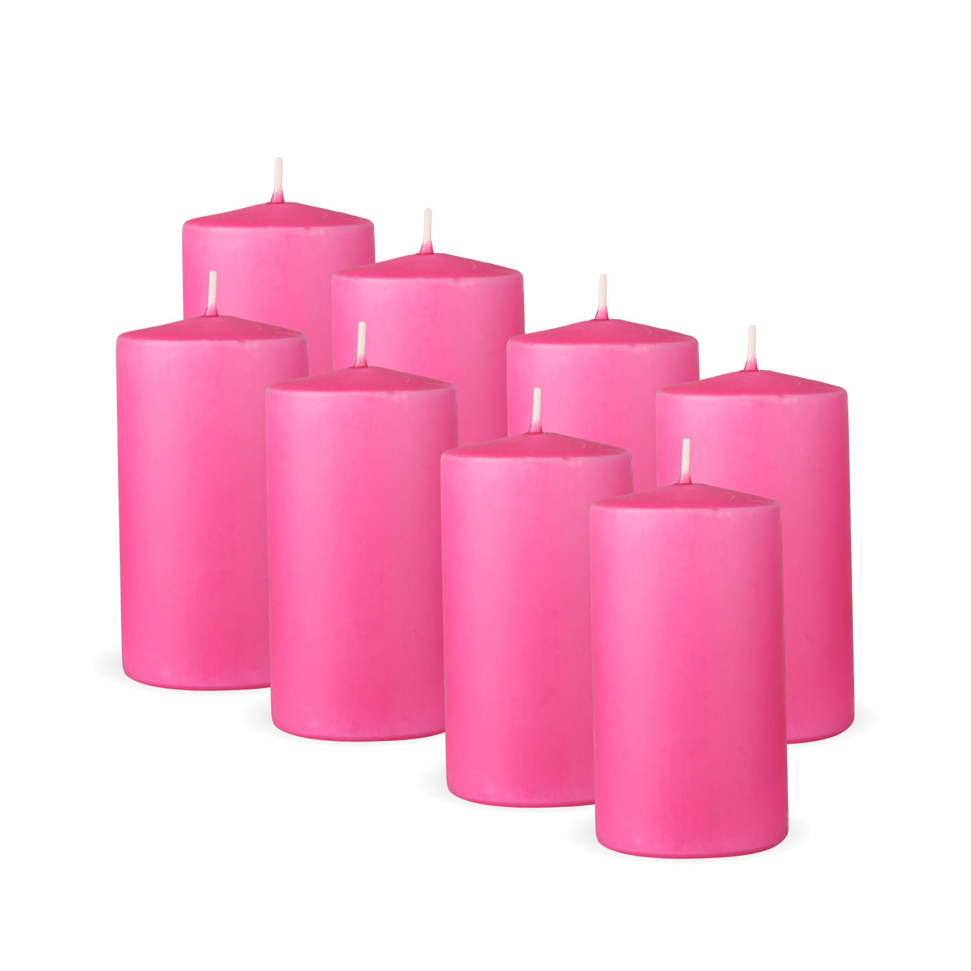 STUMPENKERZEN 8er Pack "Rosa", Größe Ø7cm x Höhe: 12 cm - Rosa, Naturmaterialien (7/12cm) - Bestlivings