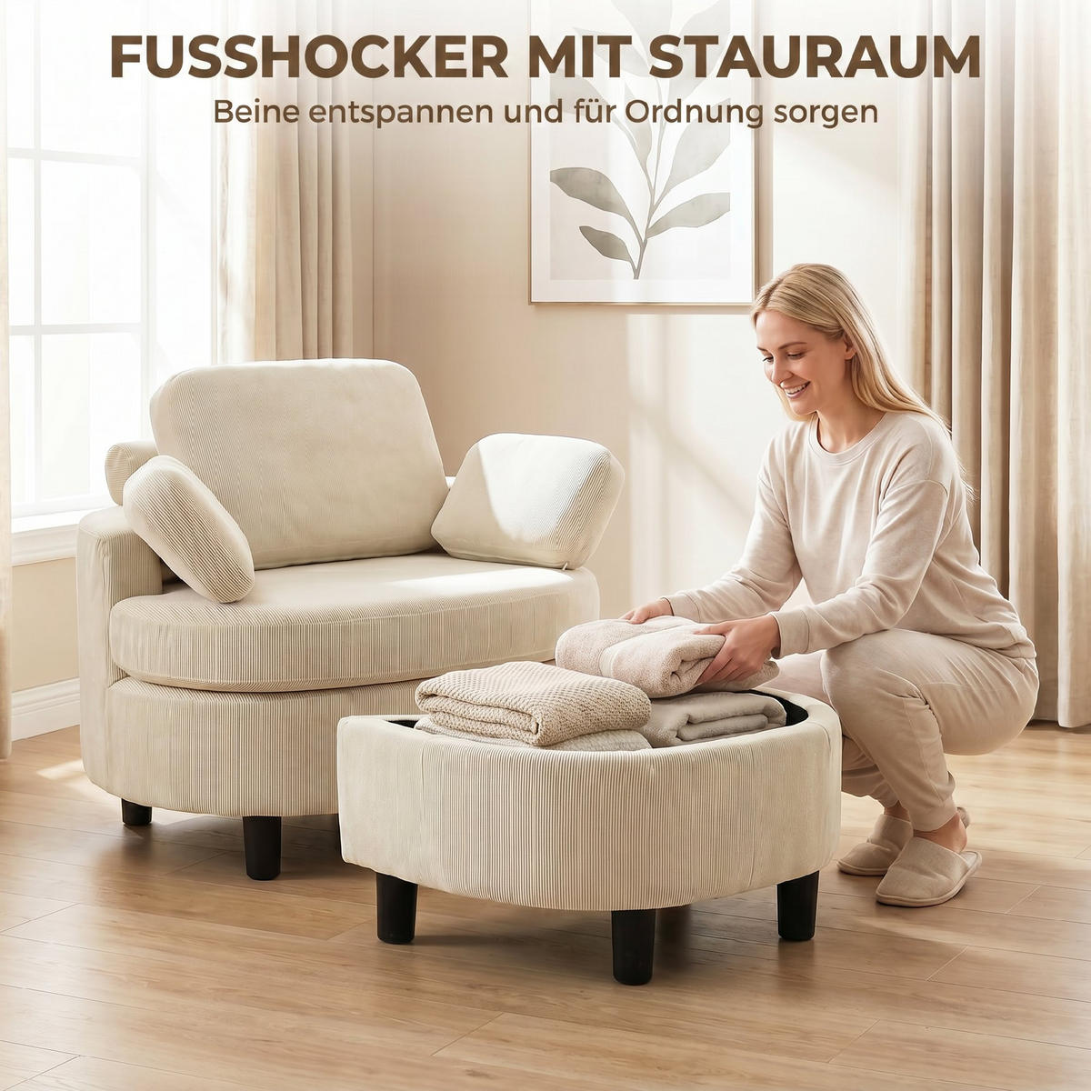 SESSEL Creme 85.5/69.0/78.0cm - Creme, Textil (69/78/85.5cm)