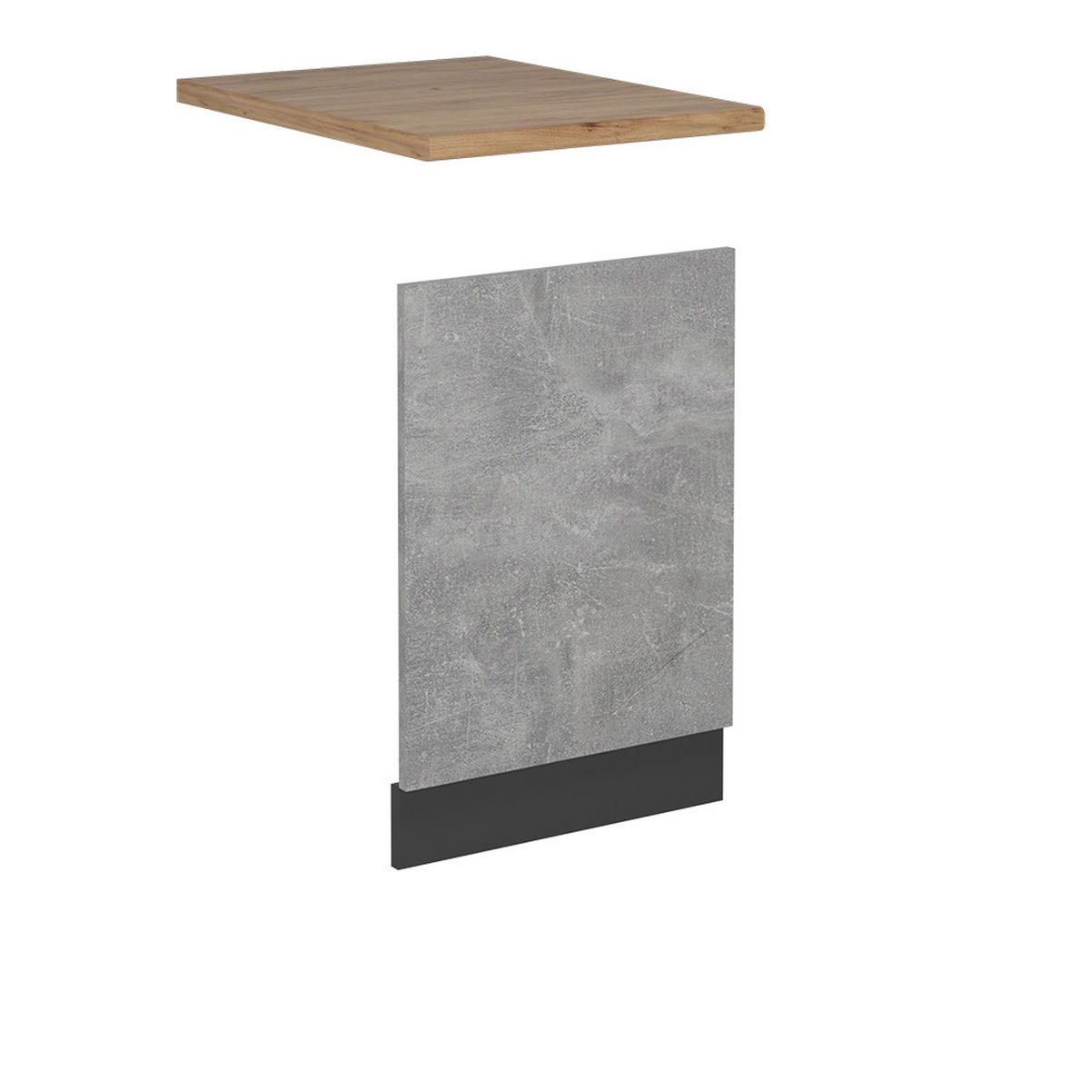 FRONTBLENDE R-Line Beton 45 cm , AP Eiche - Anthrazit/Grau, Holzwerkstoff (45/57.2/1.6cm) - Vicco