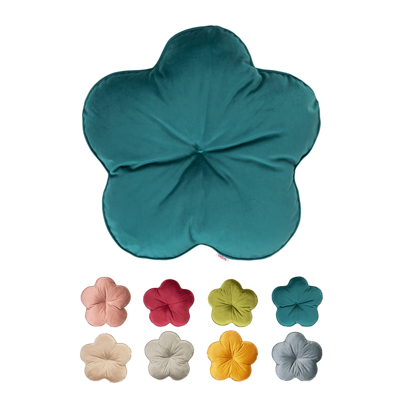 KISSEN-BLUME Samt&Sonders petrol 50 cm Ø - Petrol, Textil (50cm) - beties Heimtextil