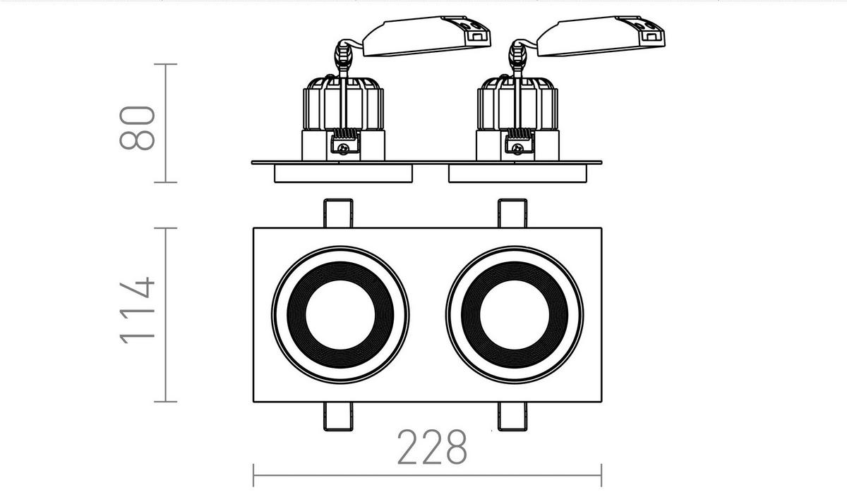 EINBAULEUCHTE SHARM SQ II braun/perlgold 20 W - Goldfarben, Metall (23/115/15cm) - Rendl