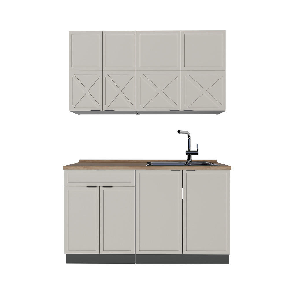 SINGLEKÜCHE Fame-Line GrauBeige/Anthrazit 140 cm, AP Eiche - Anthrazit/Grau, Holzwerkstoff (140/81.6/60cm) - Vicco