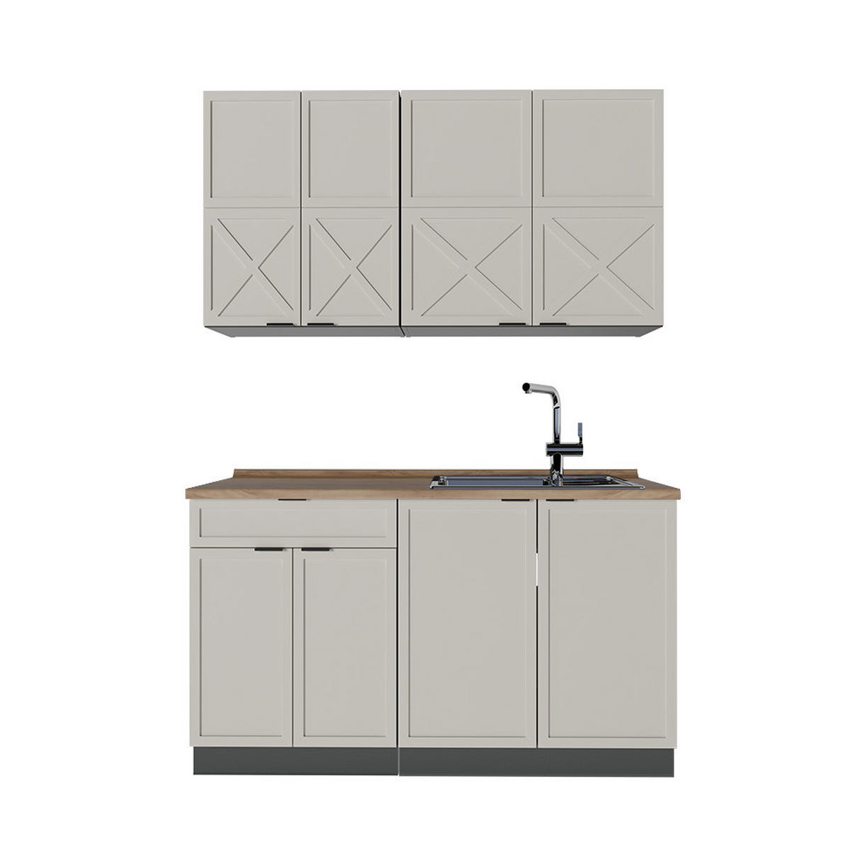 SINGLEKÜCHE Fame-Line GrauBeige/Anthrazit 140 cm, AP Eiche - Greige/Anthrazit, Holzwerkstoff (140/81.6/60cm) - Vicco
