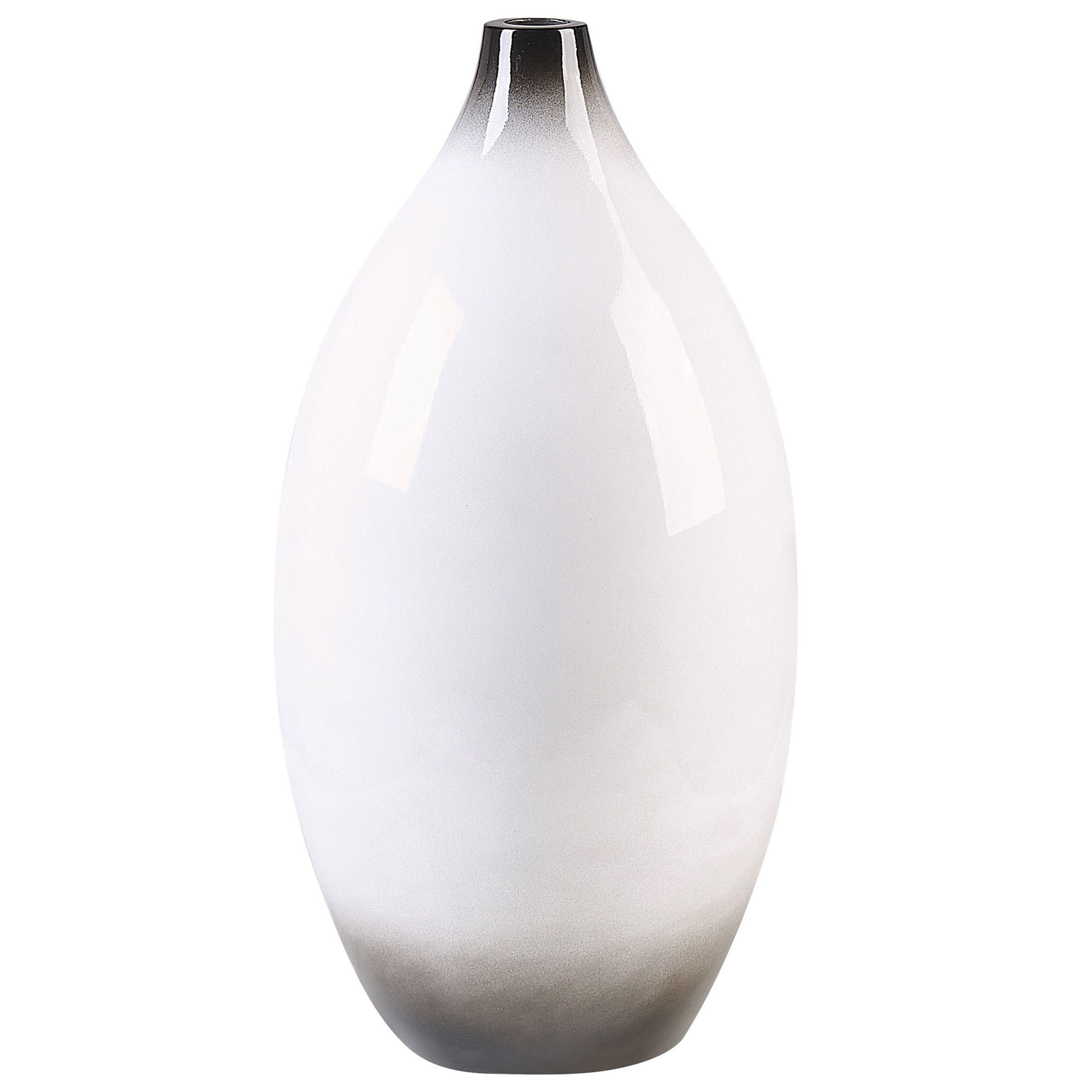 DEKOVASE Terrakotta weiß Baeza - Weiß, Stein (46cm) - Beliani