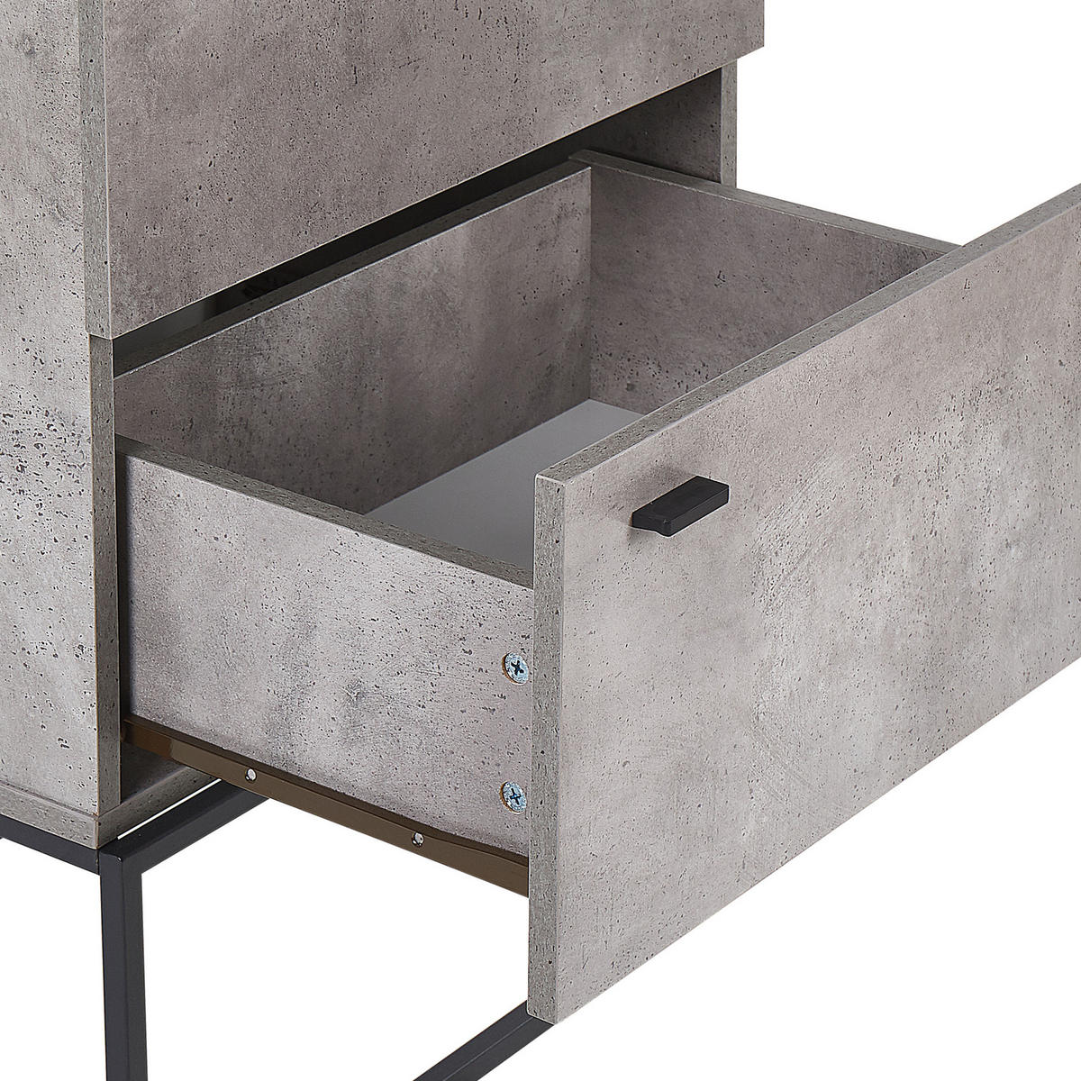 KOMMODE 4 Schubladen Betonoptik/heller Holzfarbton Acra - Hellbraun/Schwarz, Holzwerkstoff (52/106/41cm) - Beliani