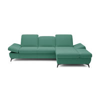 ECKSOFA FELICE R-S Grün Geflochtener Stoff mit Schlaffunktion - Grün, Holz (284/166cm) - MASSENO
