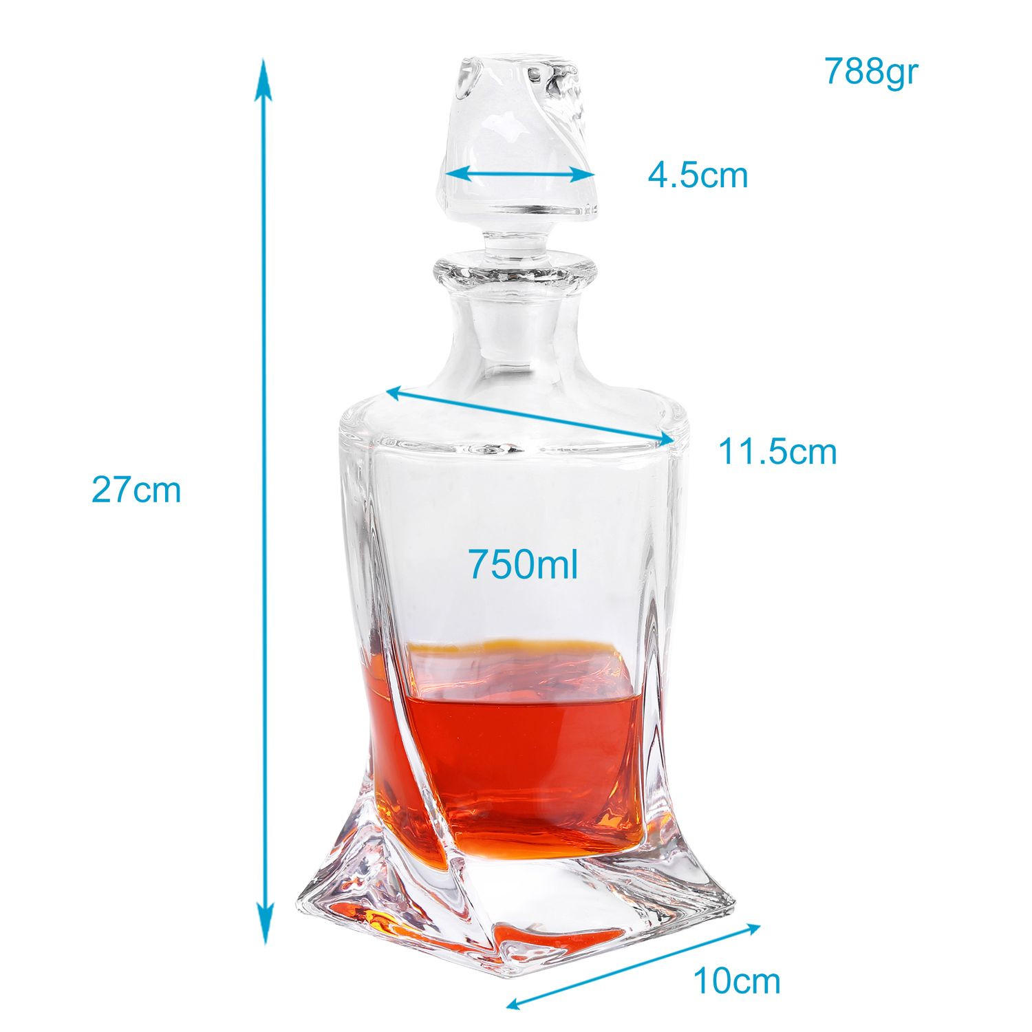 WHISKEY KARAFFE 750 ml - Transparent, Glas (0.75L) - Intirilife