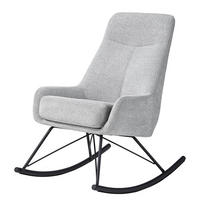 SCHAUKELSTUHL - Grau - Chenille - Eisen - 63 x 98 x 98 cm - Hellgrau/Schwarz, Textil/Metall (63/98/98cm) - home24