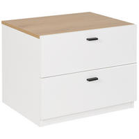 NACHTTISCH weiß/heller Holzfarbton 2 Schubladen Edison - Hellbraun/Schwarz, Holzwerkstoff (52/43/39cm) - Beliani