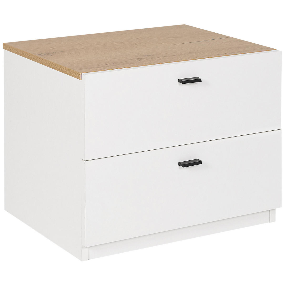 NACHTTISCH weiß/heller Holzfarbton 2 Schubladen Edison - Hellbraun/Schwarz, Holzwerkstoff (52/43/39cm) - Beliani