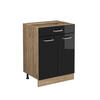KÜCHENUNTERSCHRANK R-Line Schwarz Hochglanz 60 cm mit Schublade, ohne Arbeitsplatte - Honigeiche/Schwarz Hochglanz, Holzwerkstoff (60/81.6/46cm) - Vicco