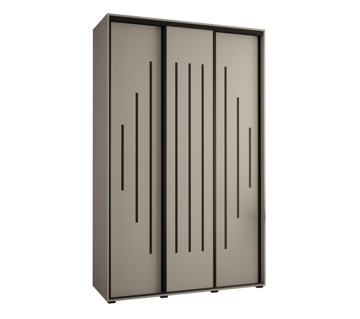 SCHWEBETÜRENSCHRANK 235,2/160/45 3-türig - Kaschmir/Schwarz, Holz/Metall (160/235.2/45cm) - MÖBEL KRYSPOL