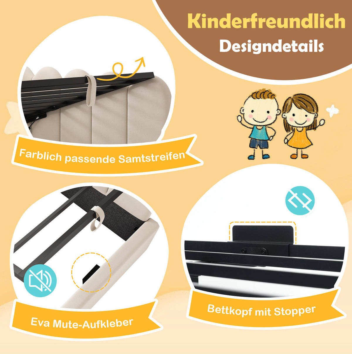POLSTERBETT 90/190 cm Beige aus Samt mit Stauraum - Beige, Textil (90/190cm) - OKMYHOME