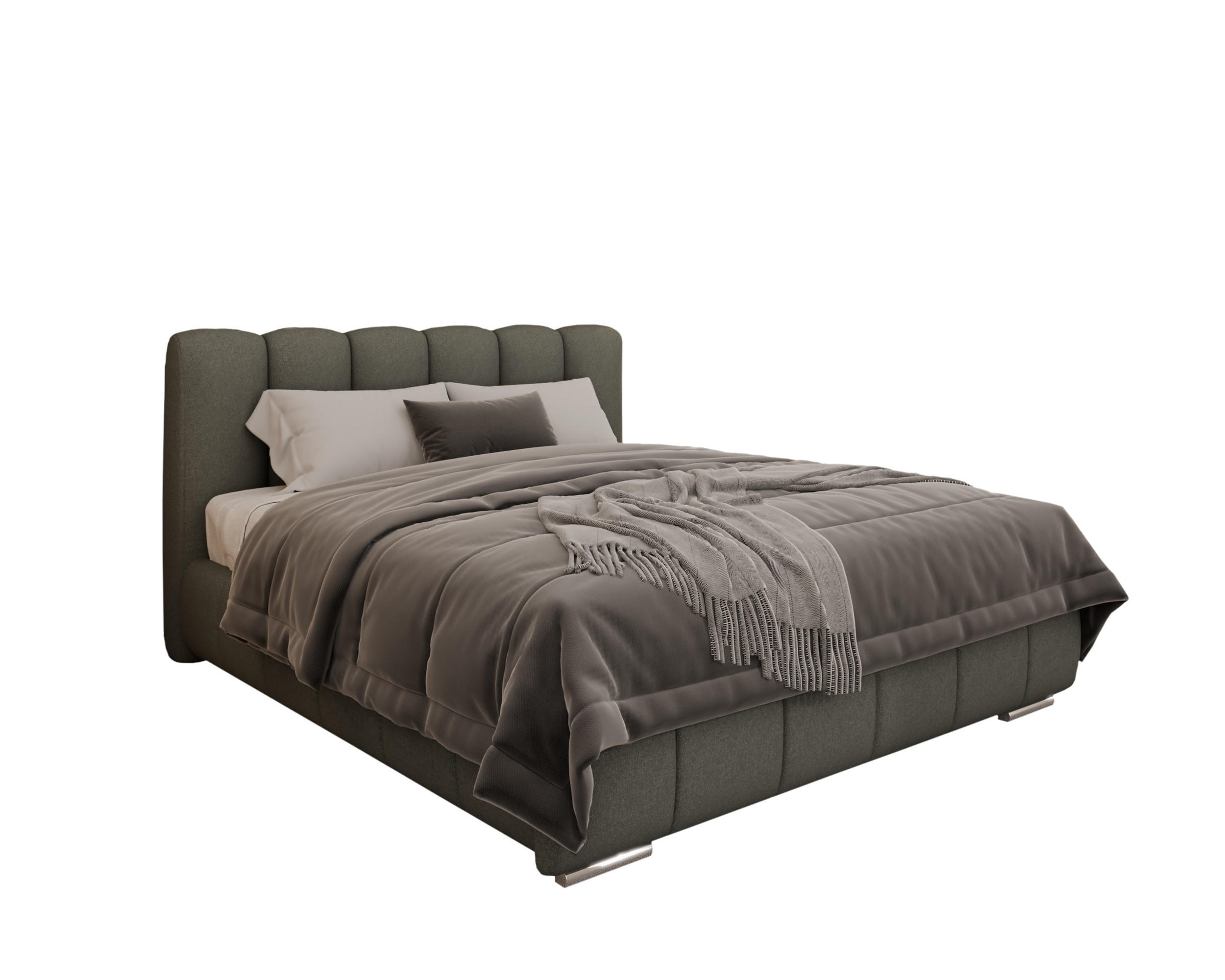 POLSTERBETT Zaira 160x200cm – Elegantes Polsterbett für modernen Wohnstil , ohne matratze, grau - Grau, Holz (160/200cm) - Homesy
