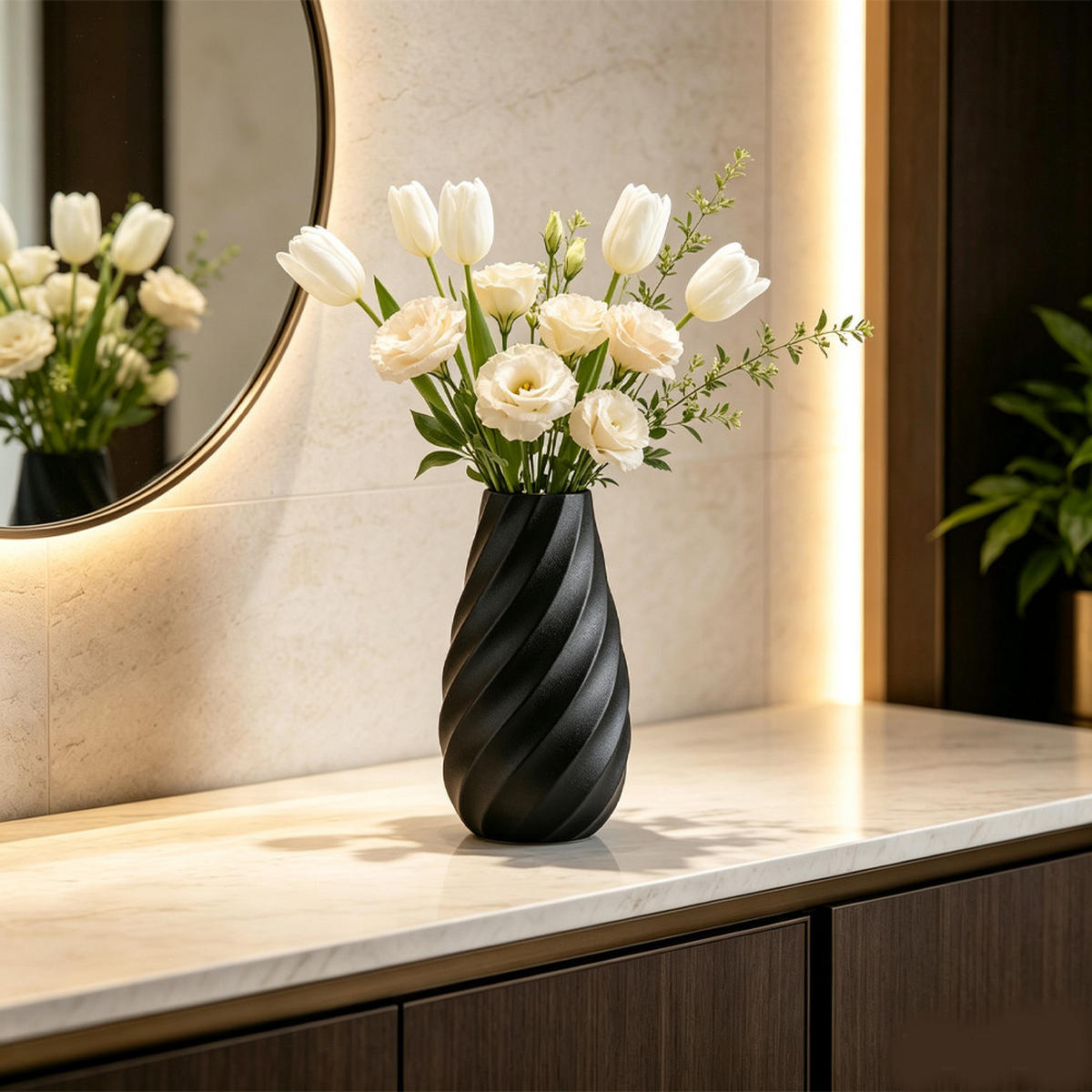 VASE 12 x 12 x 25,5 cm Keramik - Schwarz, Glas (25.5cm) - LIBRATON