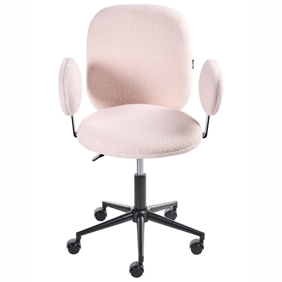 SCHREIBTISCHSTUHL Pastellrosa Bouclé Moraga - Pink/Schwarz, Textil (58/80/58cm) - Beliani