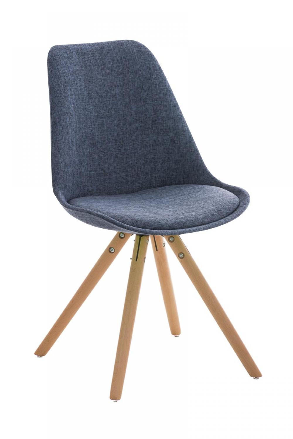 STUHL Stoff blau - Blau/Eukalyptusholzfarben, Holz/Textil (47/84/59cm) - CLP