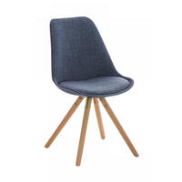 STUHL Stoff blau - Blau/Eukalyptusholzfarben, Holz/Textil (47/84/59cm) - CLP