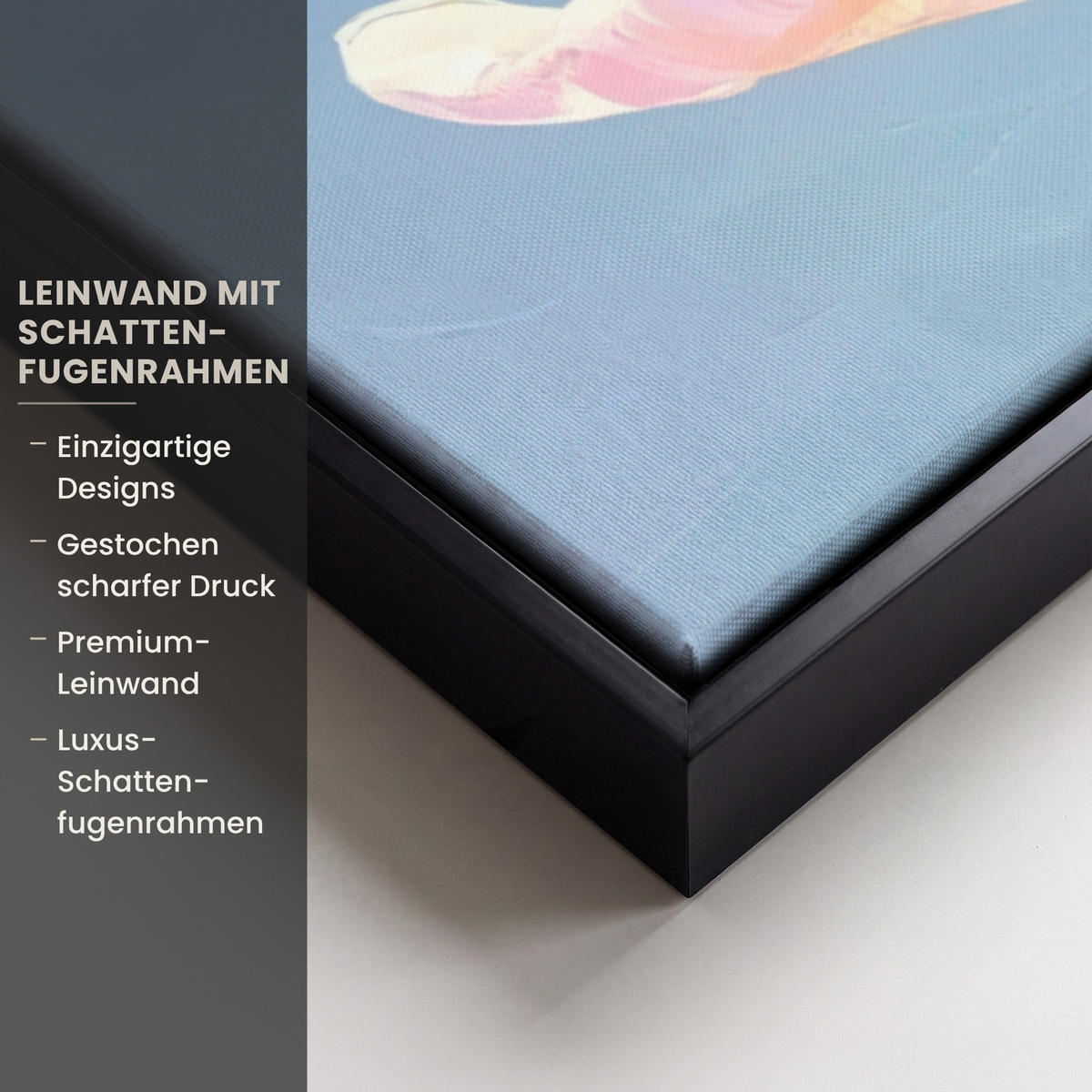 LEINWAND Bilder mit Rahmen - Tulpen - Rosa Akzente - Blau - 50x50 - Pastellblau, Textil (50/50cm) - MuchoWow