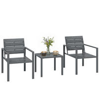 GARTEN-BEISTELLTISCHSET Dunkelgrau 3 Stück - Dunkelgrau, Metall (50.5/48.3/42cm) - GiPP
