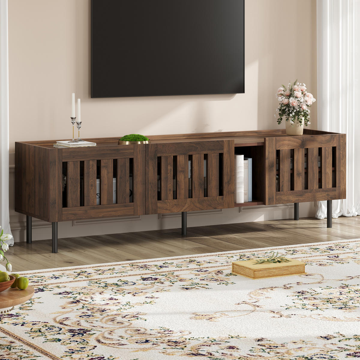 TV-LOWBOARD 160x40x47 cm Walnuss MDF Minimalistisch Schrank - Walnussfarben, Holzwerkstoff (40/47/160cm) - FLIEKS