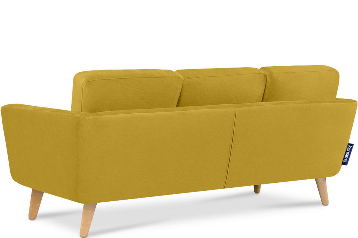ECKSOFA-RECHTS TAGIO 3/4 Sitzer, Gelb - Gelb/Braun, Buchenholz/Textil (190/151cm) - KONSIMO®