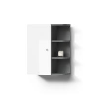 BADSCHRANK Fucino Weiß Hochglanz 47.2 x 59.2 cm - Weiß Hochglanz/Anthrazit, Holzwerkstoff (47.2/59.2/20.8cm) - Livinity®