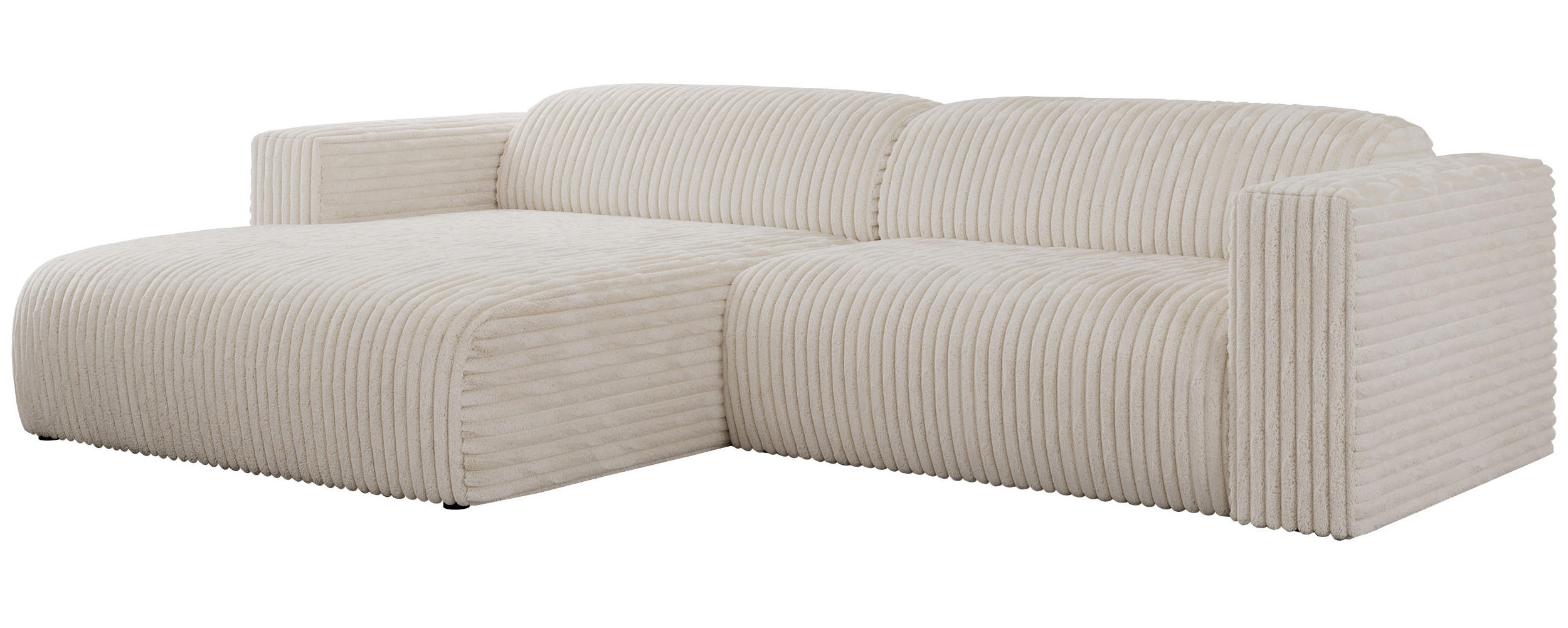 ECKSOFA PASADENA Beige Cord - Links Seite - Beige/Schwarz, Kunststoff/Textil (288/180cm) - MKS