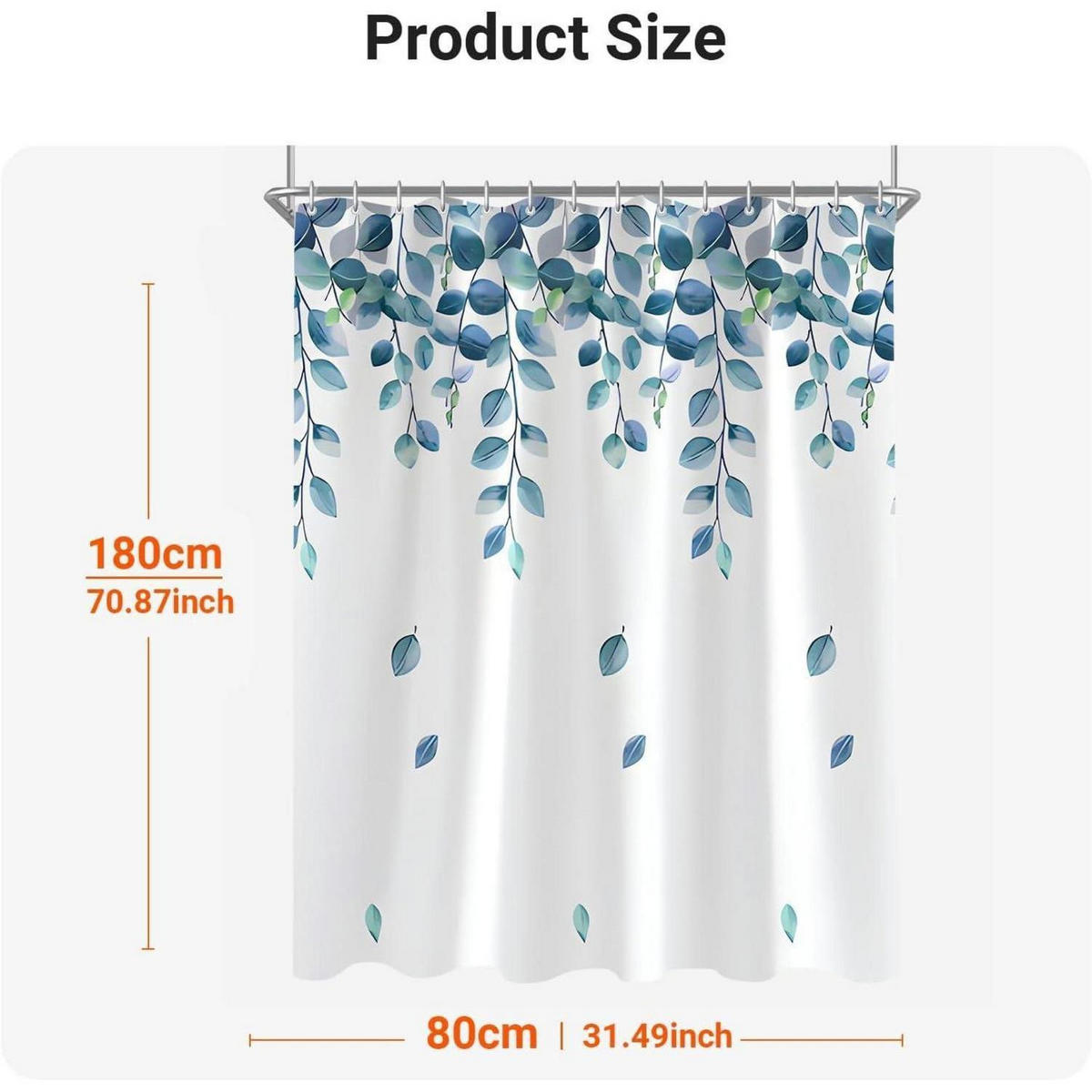 DUSCHVORHANG Blätter Muster 80 x 180 cm - Multicolor, Textil (80/180cm)