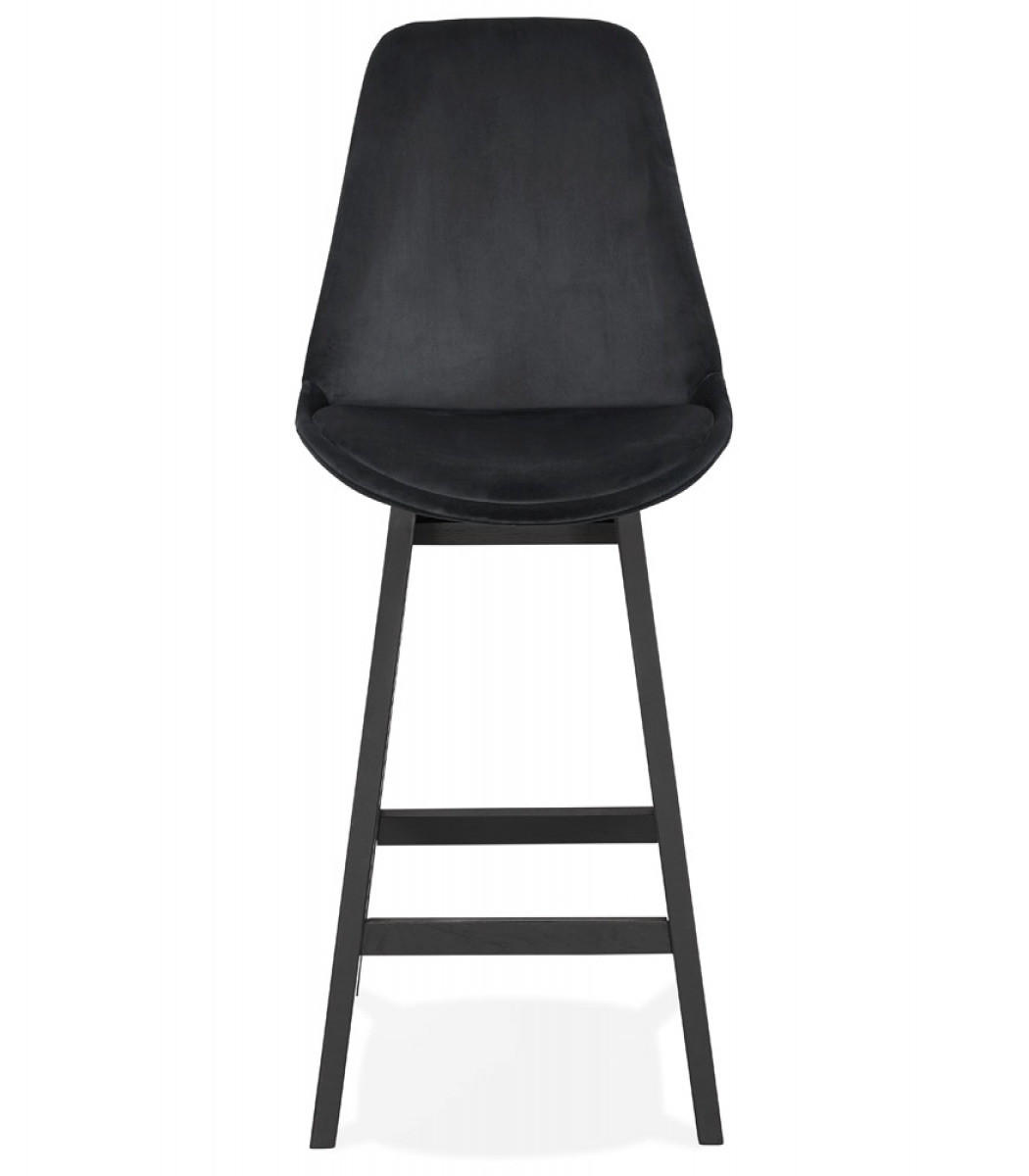 BARHOCKER mittelhoch mit Samt Sitz MORISS, Schwarz 48x56x103 cm - Schwarz, Eichenholz/Holz (48/103/56cm) - KADIMA DESIGN