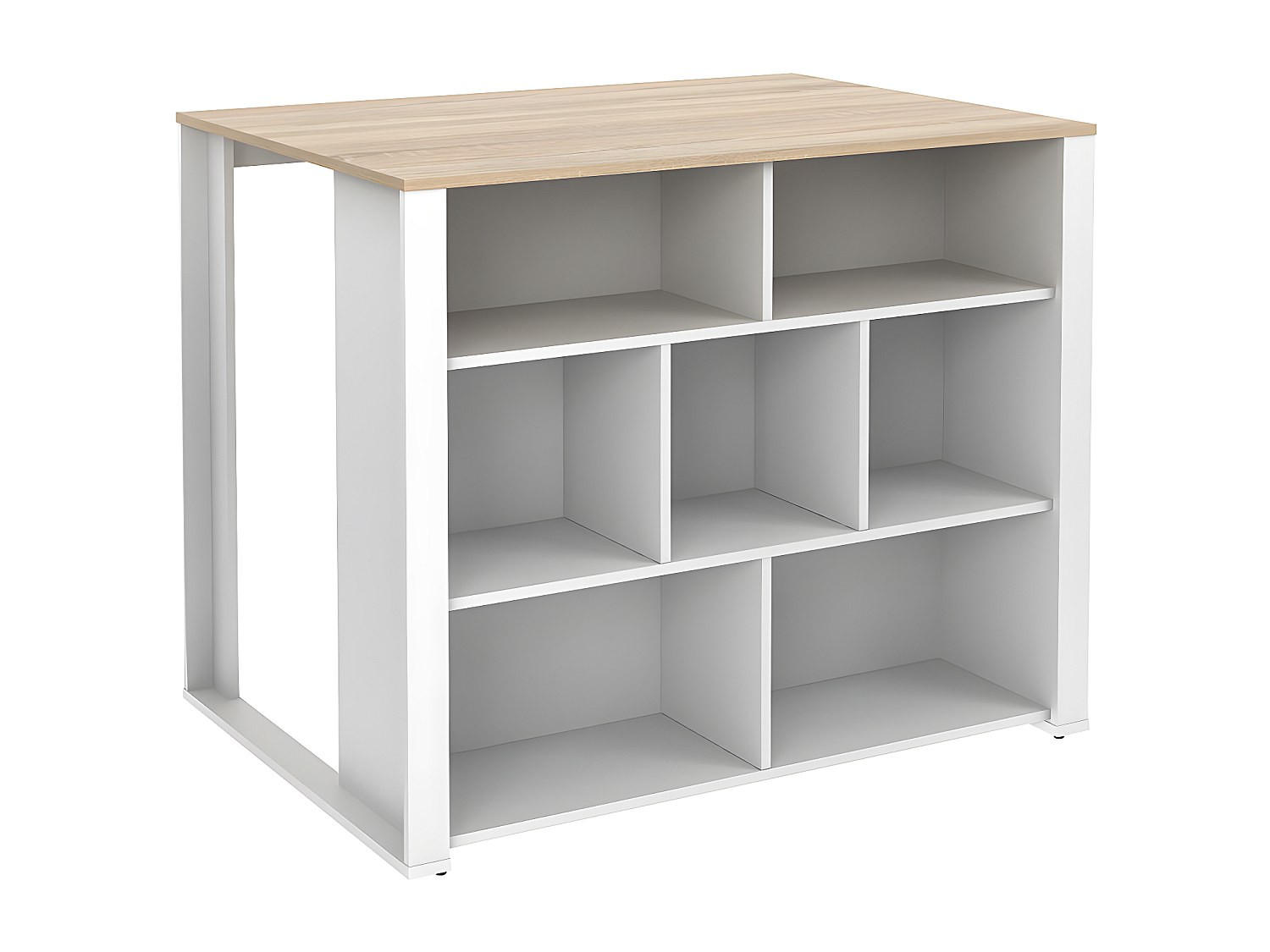 KÜCHENINSEL - 4 -Sitzer - Holzspan - naturfarben hell, weiß - OPOLE - Naturfarben, Holz (110.2/90.5/80cm) - Vente-Unique